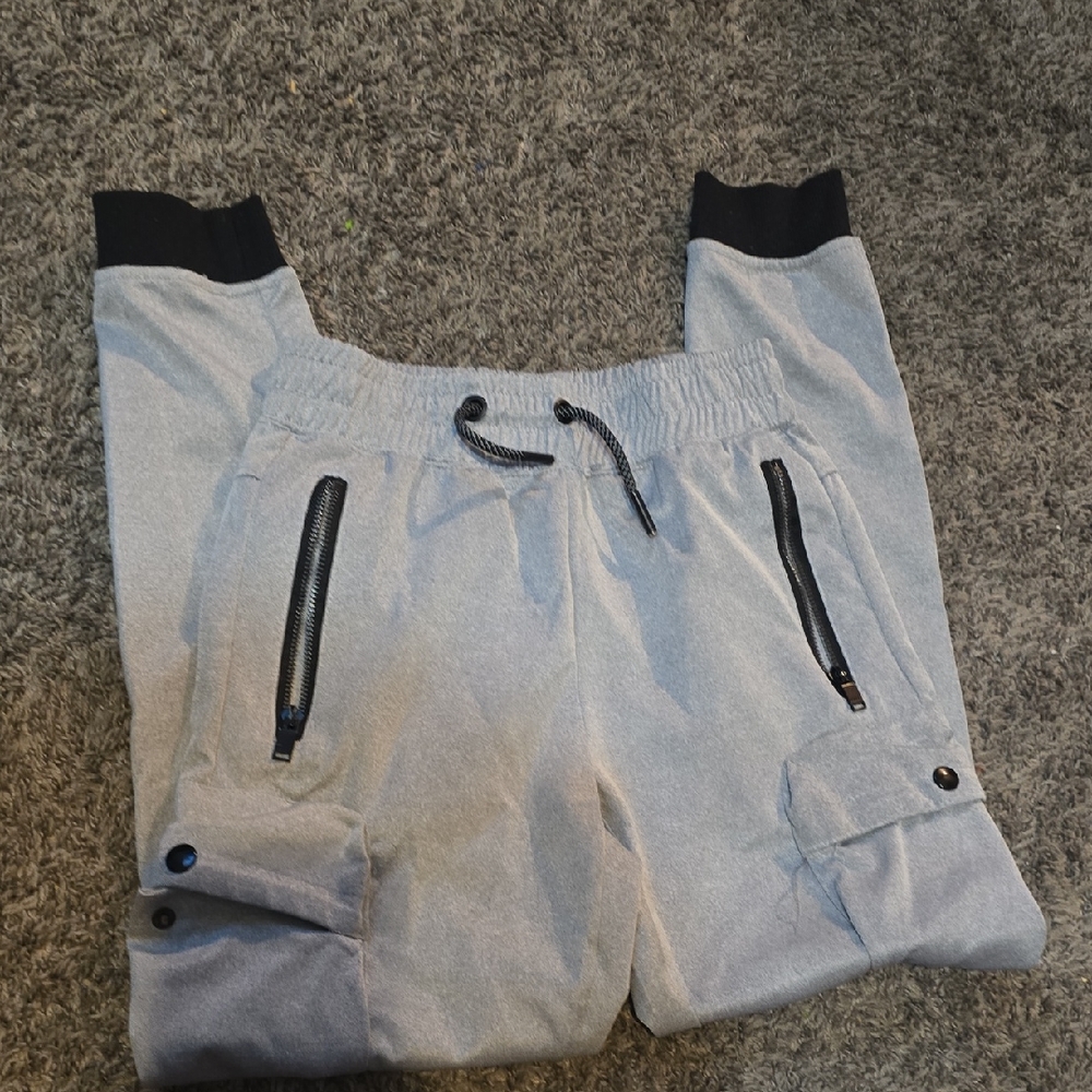 Gray Jogger Pants with Black Accents
